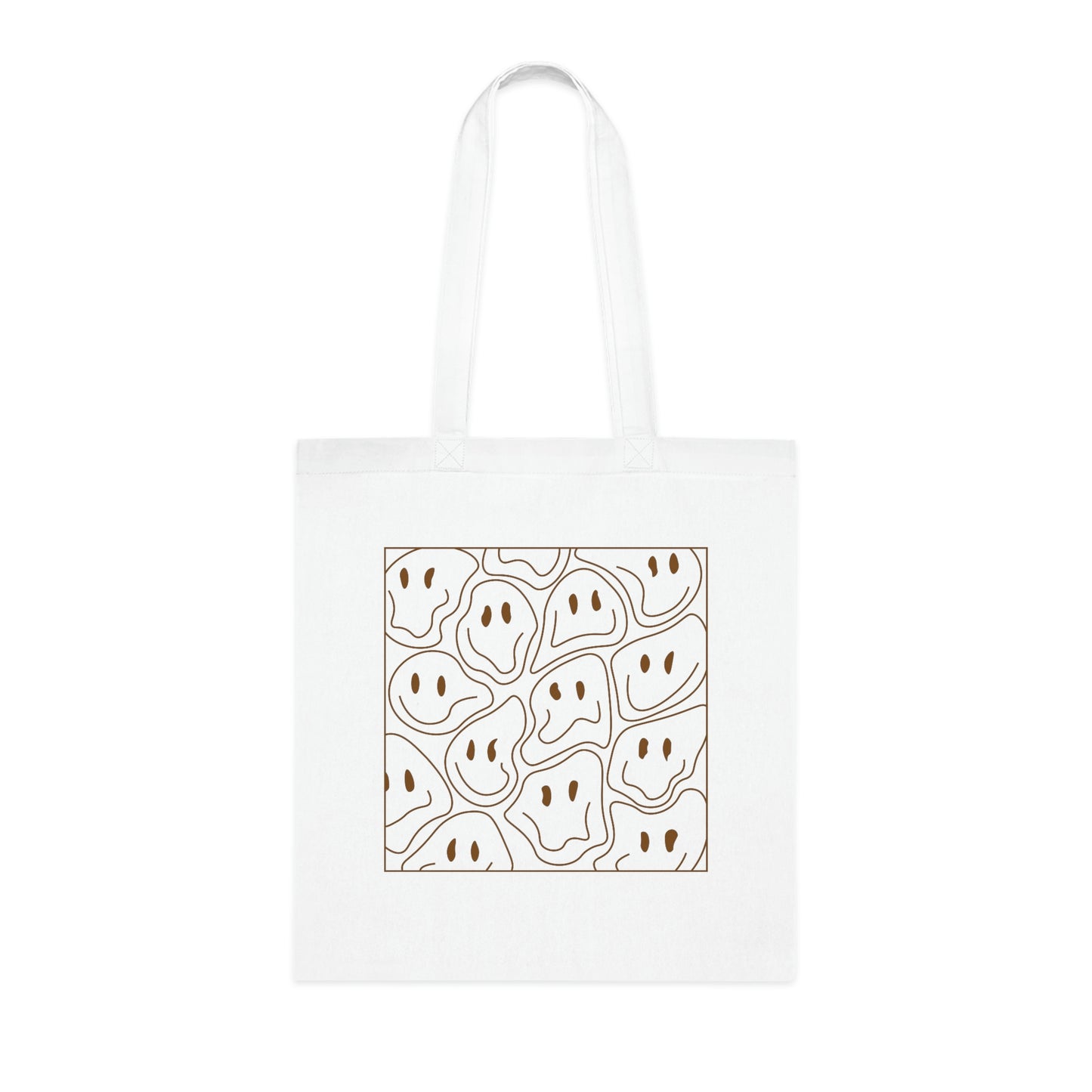 DISTORTED SMILEY FACE Cotton Tote